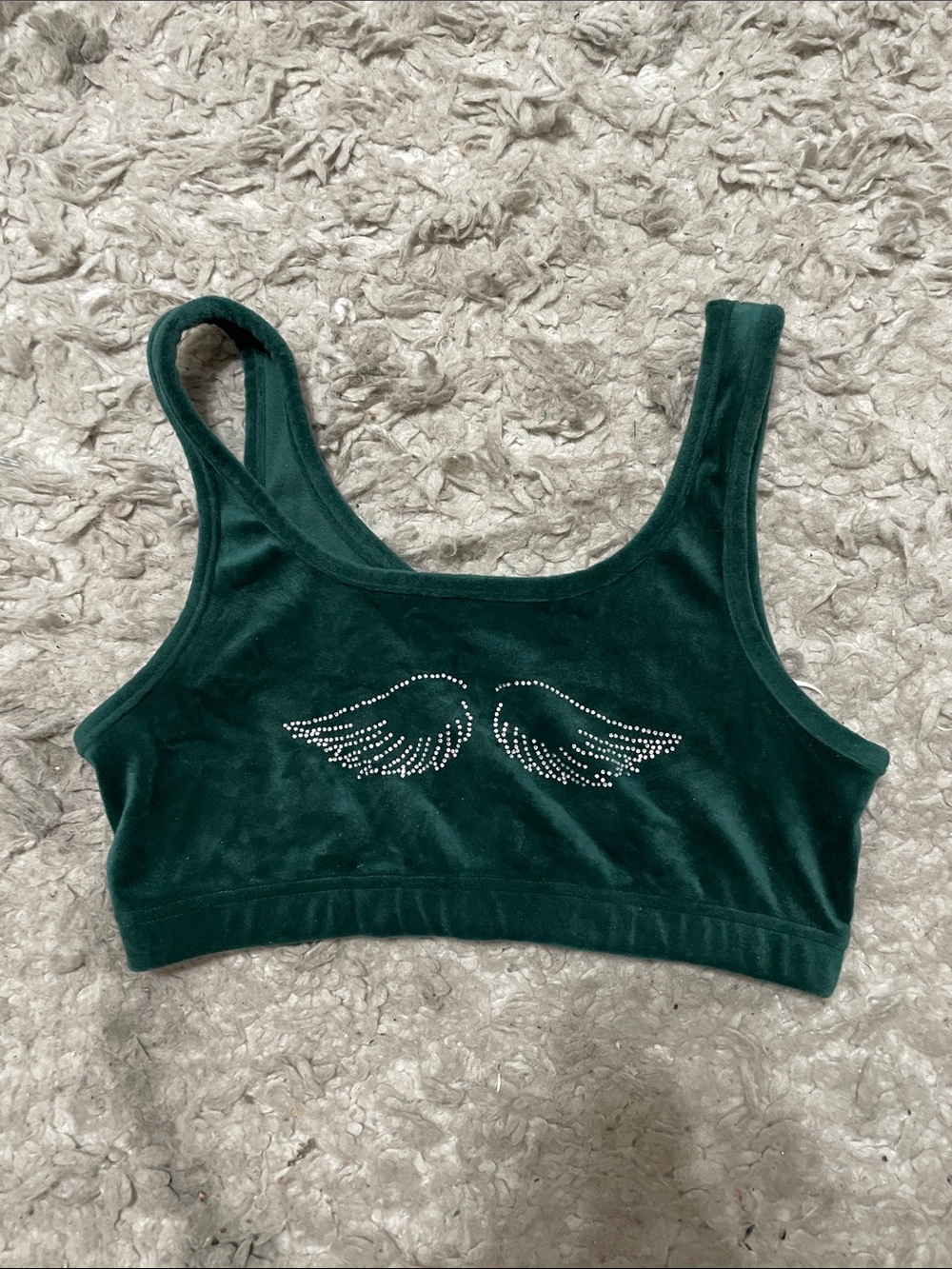 Urban Outfitters Emerald Green Velvet Wing Rhinestone Bralette